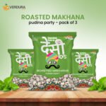 Pack Of 3- Desi Pops Pudina Party Roasted Flavoured Makhana 25g | Light & Crunchy Fox Nut Healthy Namkeen Puffed Snack | Gluten & Cholesterol Free