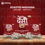 Pack Of 3- Desi Pops Peri Peri Roasted Flavoured Makhana 25g | Light & Crunchy Fox Nut Healthy Namkeen Puffed Snack | Gluten & Cholesterol Free